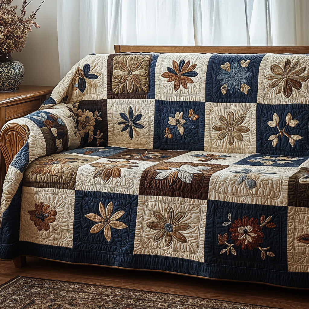Rustic Petal Harmony Quilted Sofa Cover NCU0VL2991 everthome