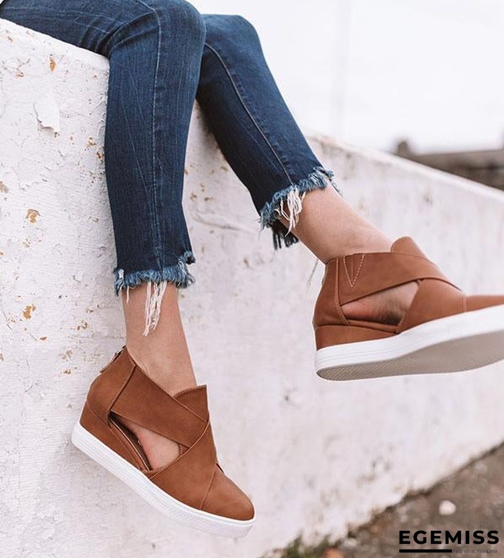 Women Solid High Flats wedges Heel Height Increasing Chunky Platform Vulcanized Sneakers Shoes | EGEMISS