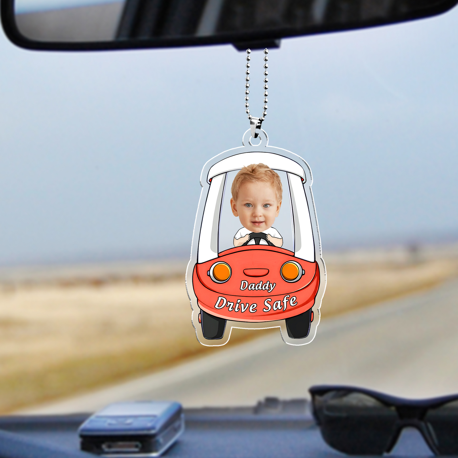 Personalised Car Acrylic Hanging Ornament Custom Photo & Text & Name Keychain Pedant Gift for Family-Jessemade AU