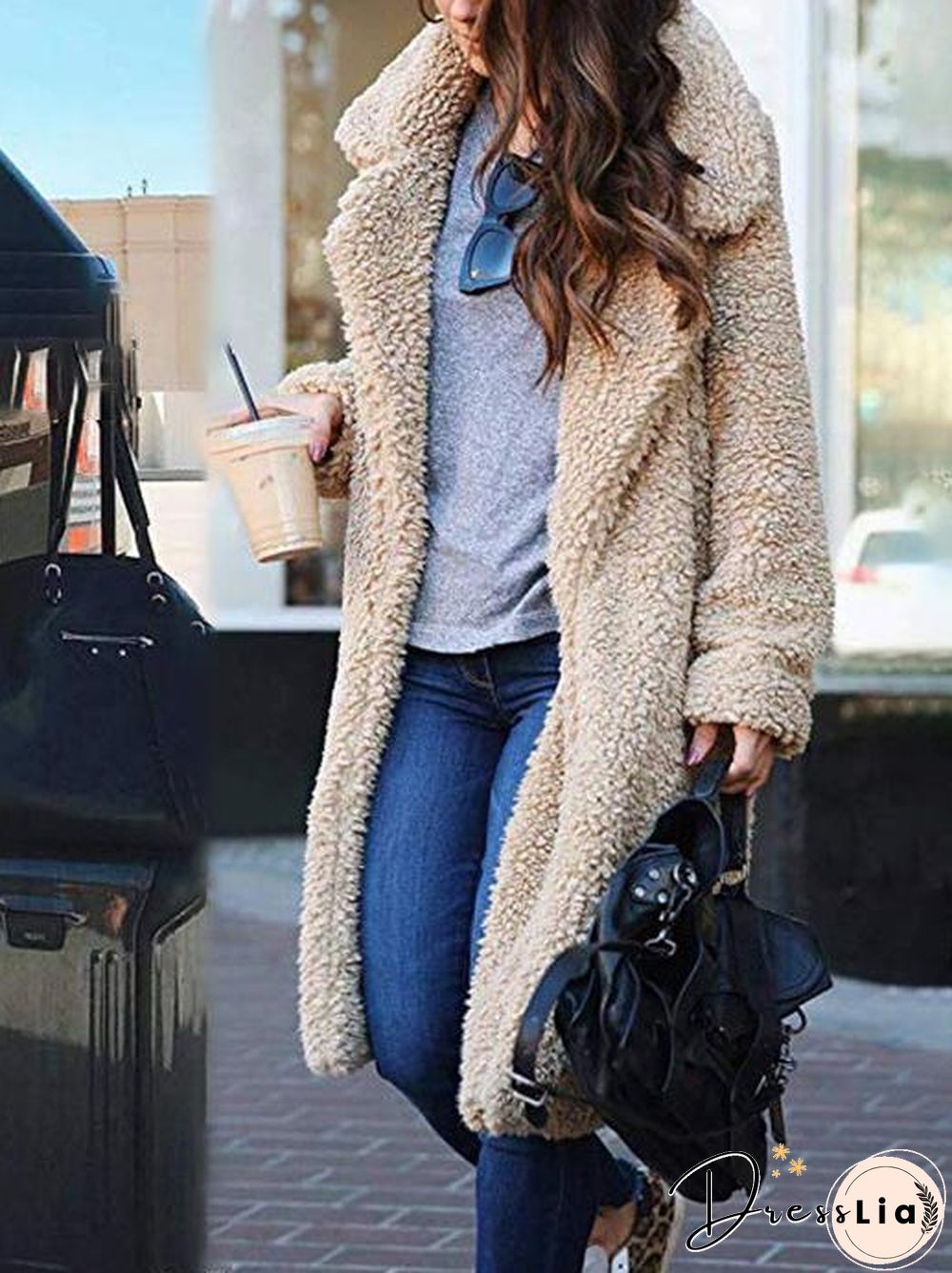 Soft Faux Lambelwool Loose Long Coat