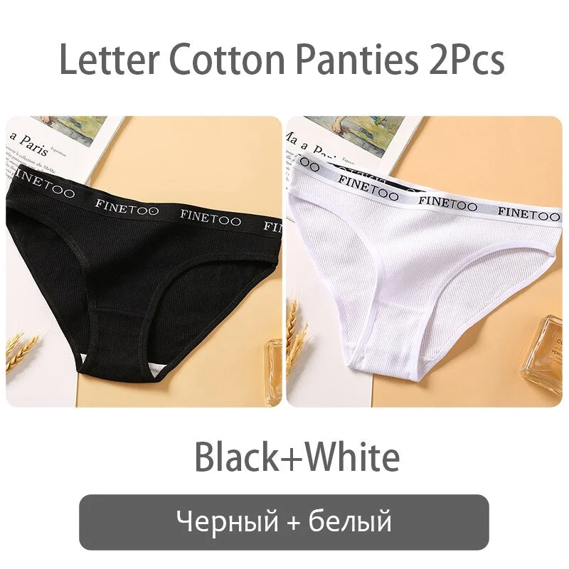 FINETOO New M-2XL Women Underpants Custom Letter Panties Breathable Cotton Underwear Ladies Briefs Casual Panty Female Lingerie
