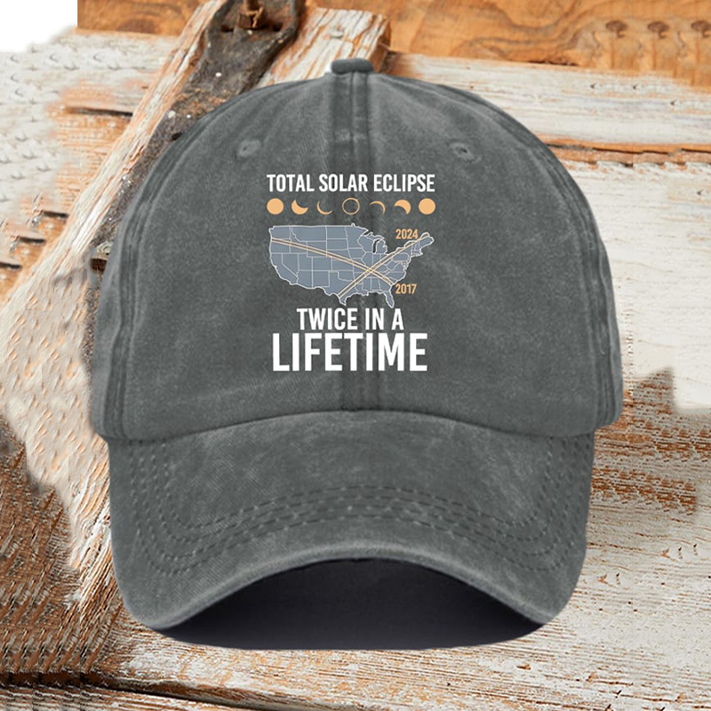 Comstylish Retro Twice In A Lifetime Solar Eclipse Of April 8, 2024 Print Baseball Cap