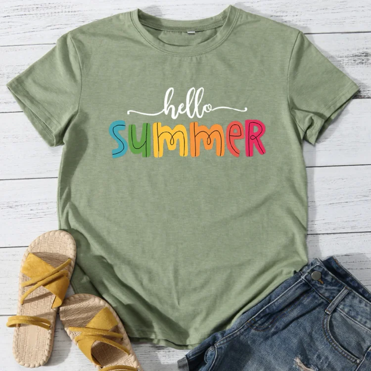 Colorful Hello Summer T-shirt Tee -04303