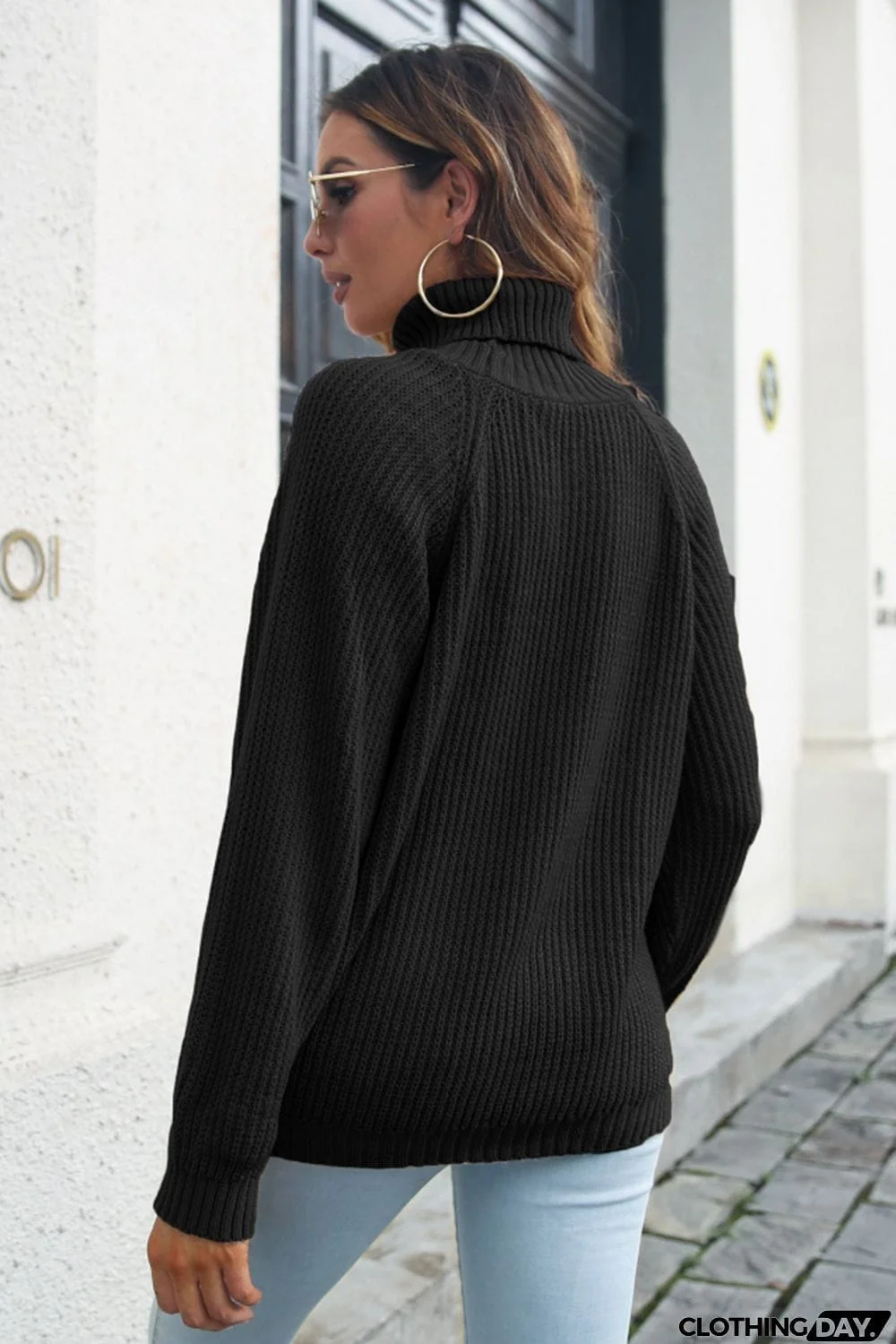Turtleneck Rib-Knit Sweater