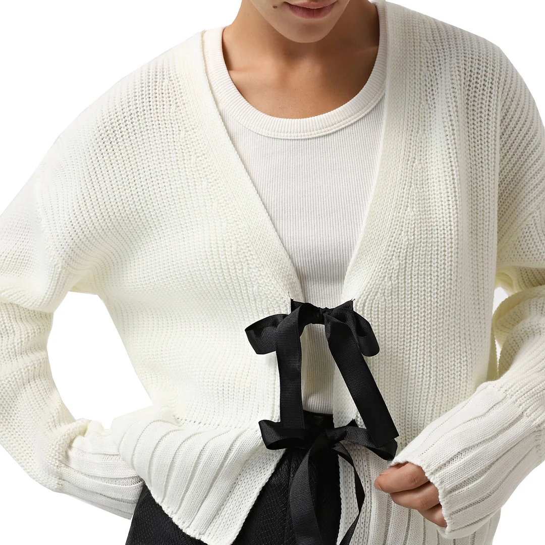 Uveng 2025 Women's French Bow Sweater Cardigan