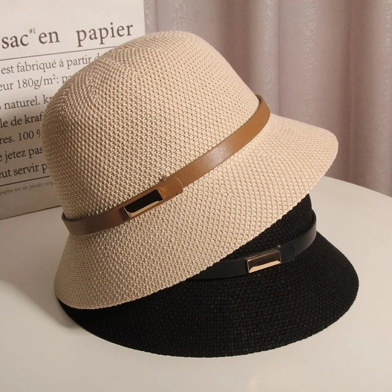 Summer New Fisherman Hat Women’s Fashion Sunshade Sunscreen Basin Hat Outdoor Top Hat Cotton Linen Knitted Sun Hat