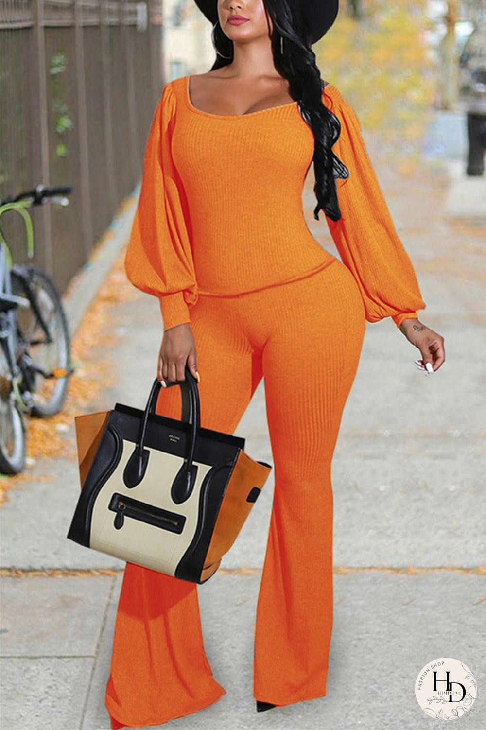 Blue Fashion Casual Solid Basic O Neck Long Sleeve Two Pieces