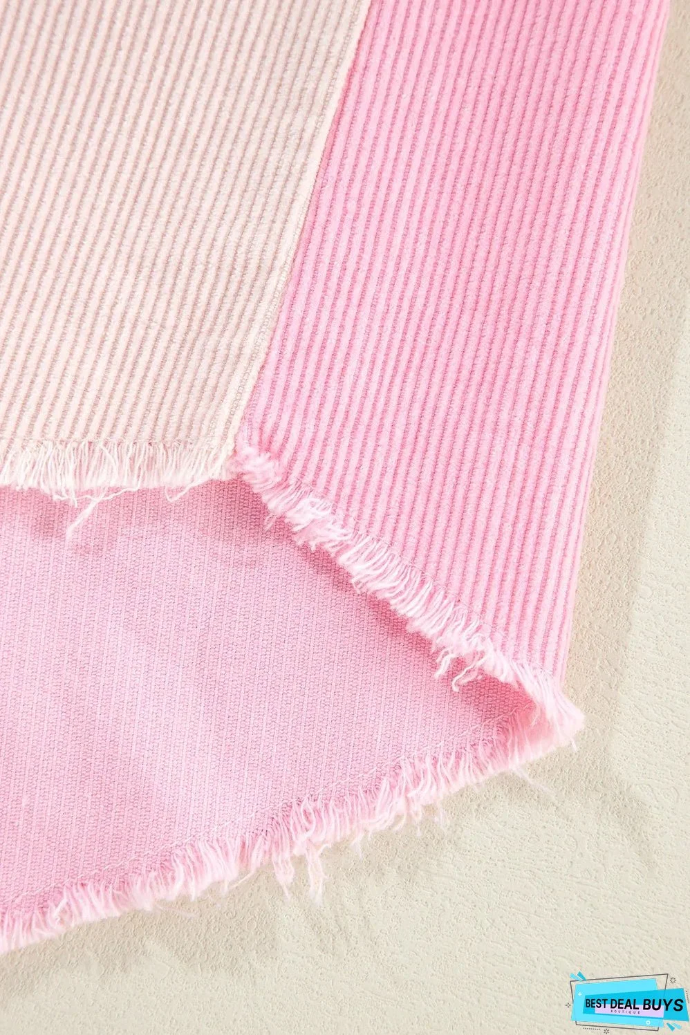 Delicacy Two-tone Color Exposed Seam Corduroy Shacket