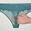 Men's Low-Rise High-Stretch Sexy Lace Trim 3D U-shaped Large Pouch Thongs
