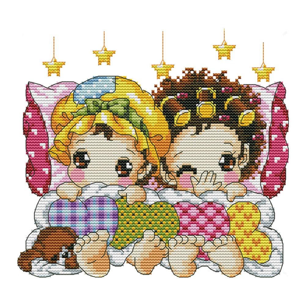14CT Joy Sunday Stamped Cross Stitch - Sleep in Row(23*21cm)