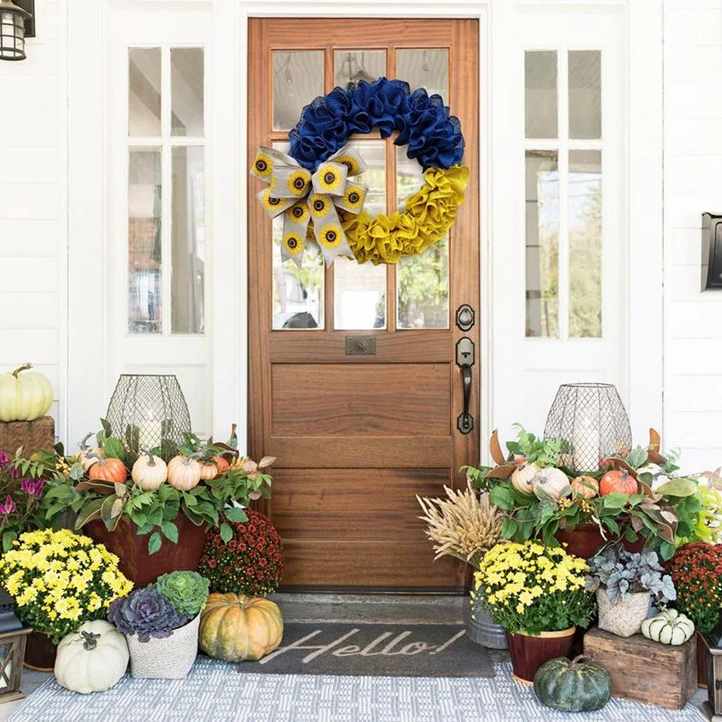 Prayer for Peace Sunflower Front Door Wreath