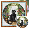 Black Cat In Garden-11CT Stamped Cross Stitch 37*37cm/14.57*14.57in