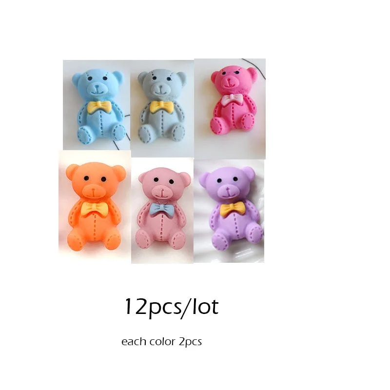 Kawaii Nail Art Cute Bear Resin 3D Nail Charms Glitter Rhinestones Decoration Manicure Accessories-Nail Inspo