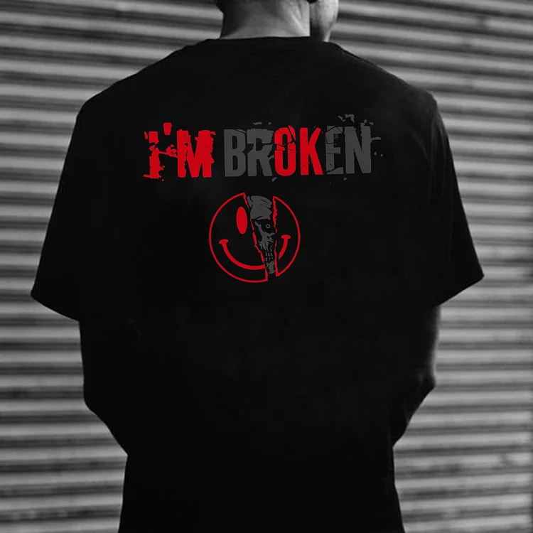 Vintage I'm Broken Skull Men's Monogram T-shirt