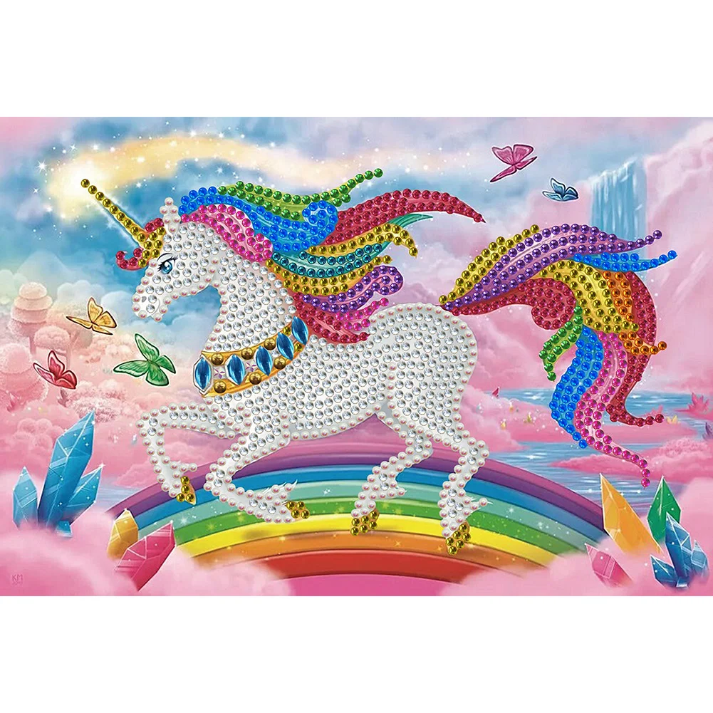 Diamond Painting - Special Shaped Drill - Rainbow Horn(27*20cm)