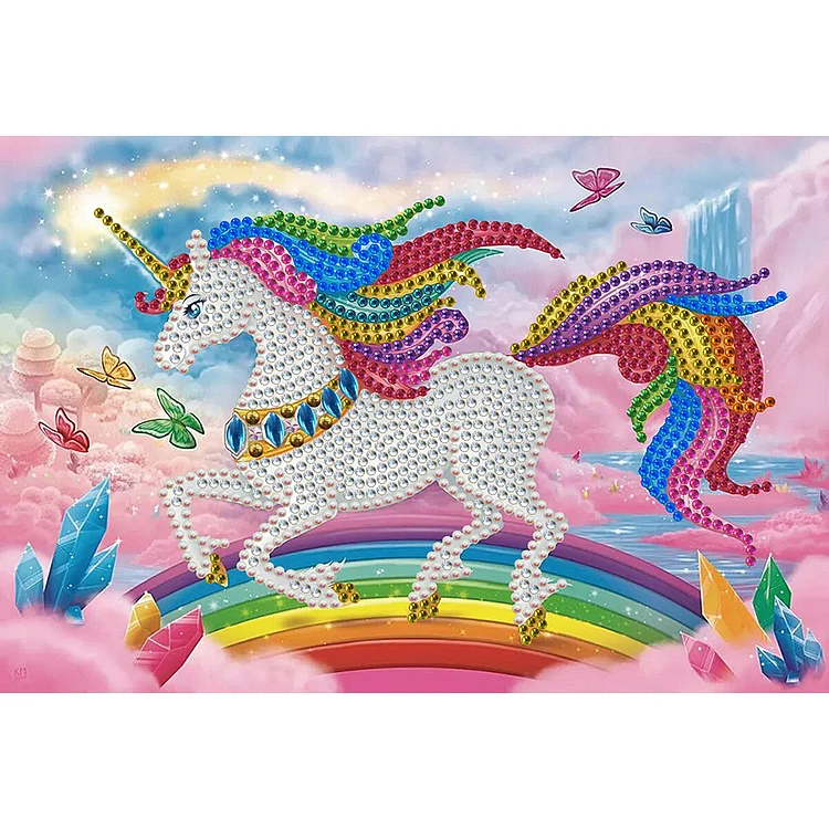 Rainbow Horn Horse Special Shaped Diamond Painting 27*20cm