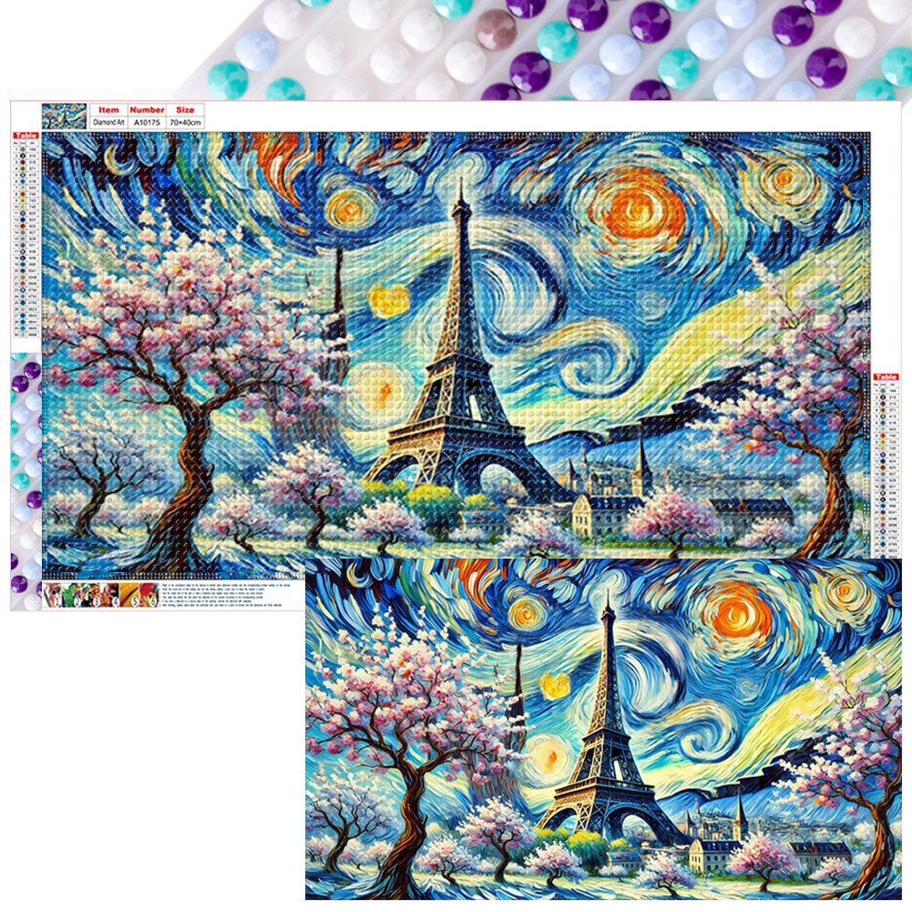 Eiffel Tower In Spring 70*40cm(canvas) full round drill diamond painting