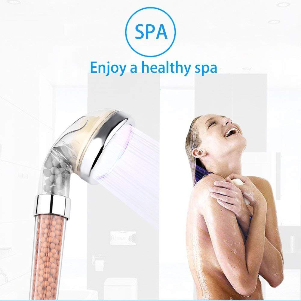 

3 Color Changing LED Anion SPA Shower Head Temperature Control Shower Head-Night Light, 501 Original