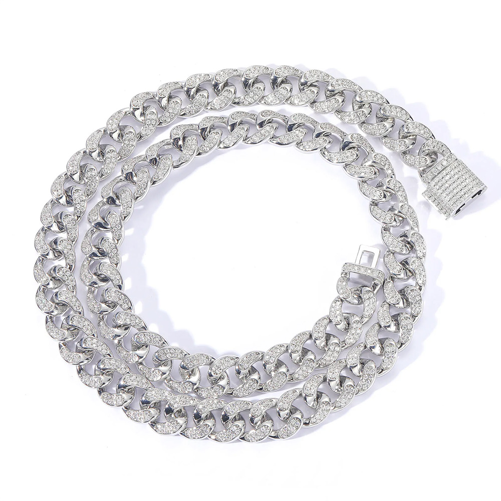 Miami White/Gold Plated Iced Out Cuban Link Chains