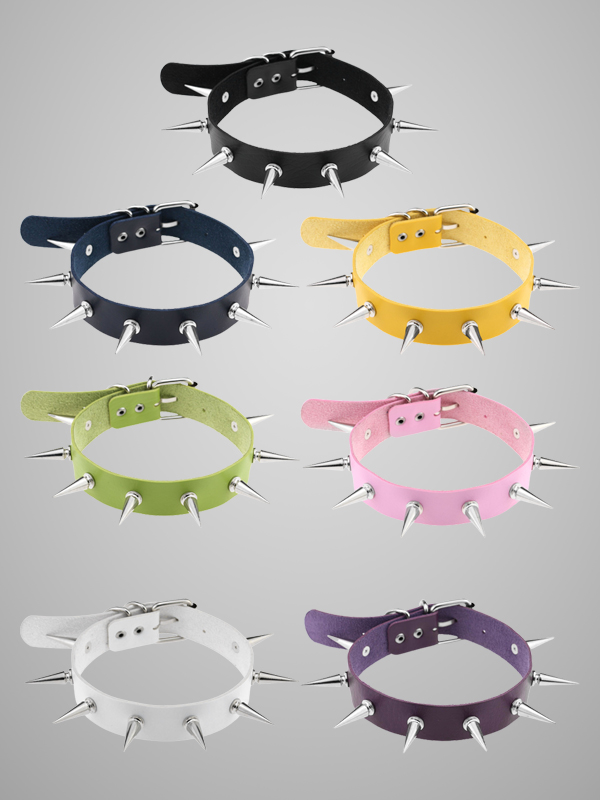 Punk PU Rivet Tip Nail Choker