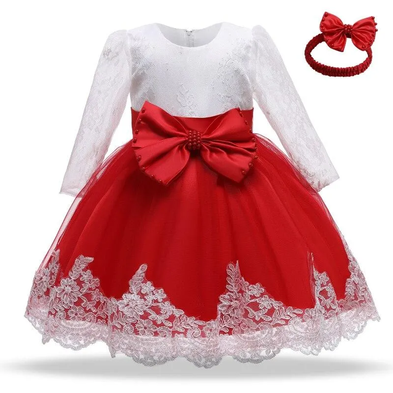 Christmas Baby Girls Dress For Newborn 1 Year Birthday Party Outfits Winter Long Sleeve Christening Gown Infant New Year Costume