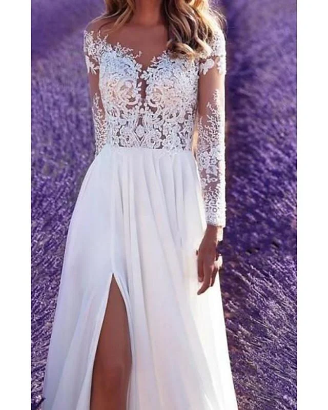 Women's Swing Dress Maxi Long Dress White Long Sleeve Solid Color Lace Patchwork Fall Off Shoulder Elegant Sexy White Dresses