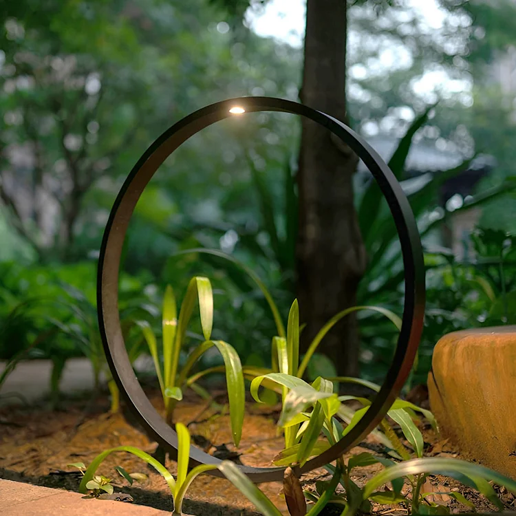 Minimalist Circle Design Waterproof LED Black Modern Pathway Lights - Appledas