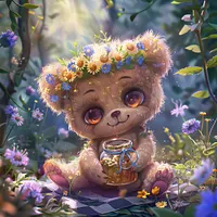 Flower Honey Bear - Diamond Painting