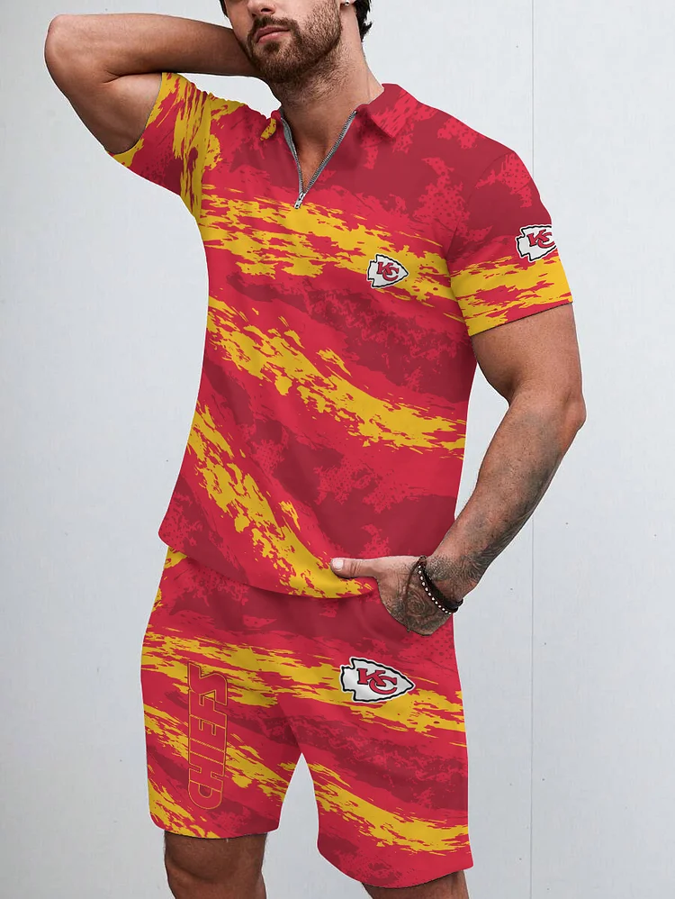 Kansas City Chiefs Limited Edition ZIP Polo Shirt And Shorts Two-Piece Suits