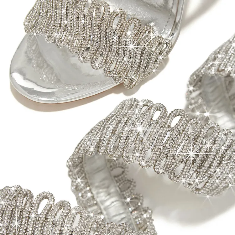 Rhinestone Open Toe Wedge Sandals