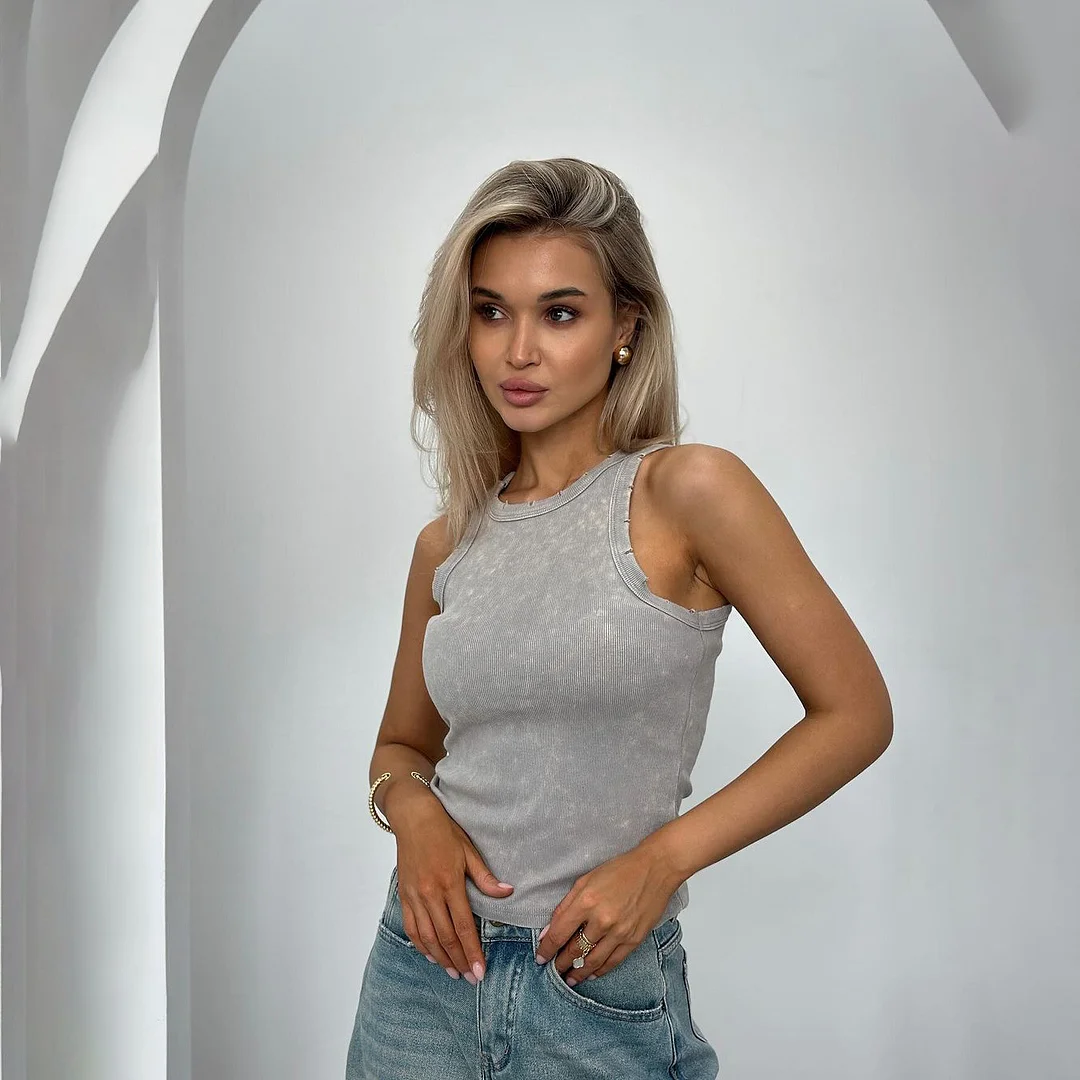 Athvotar Athvotar Seasons Simple And Solid Color Thread Lady Small Vest Sports Leisure Daily Bottom Wearing Spring And Summer Can Wear