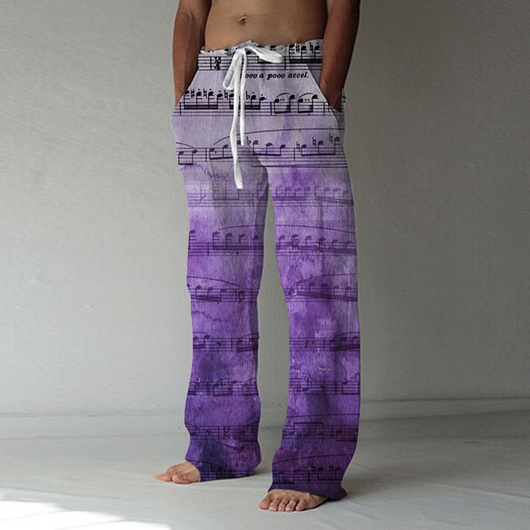 Straight Print Color Block Casual Men's Casual Pants