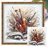 Sheet Music And Instruments-11CT Stamped Cross Stitch 50*50cm/19.69*19.69in