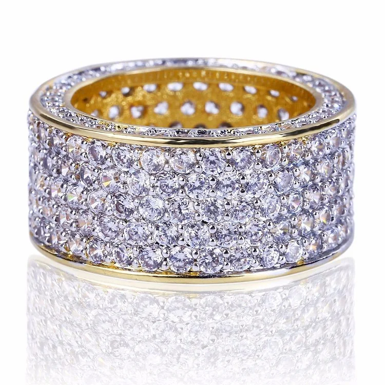 Ice Out Full Cubic Zircon Gold Rings-VESSFUL