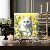 Framed Diamond Painting - Full Round Drill - White Cat (25x25cm)