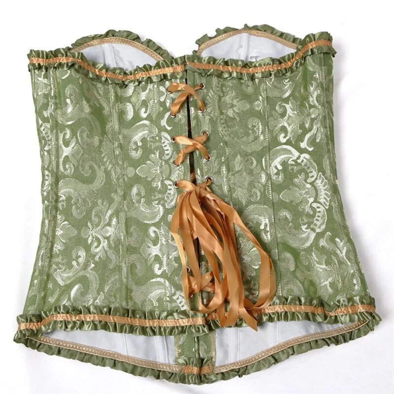 Billionm Sapubonva Corsets and Bustiers Tops Women Sexy White Black Green Vintage Flower Print Overbust Plus Size Lingerie Corselet