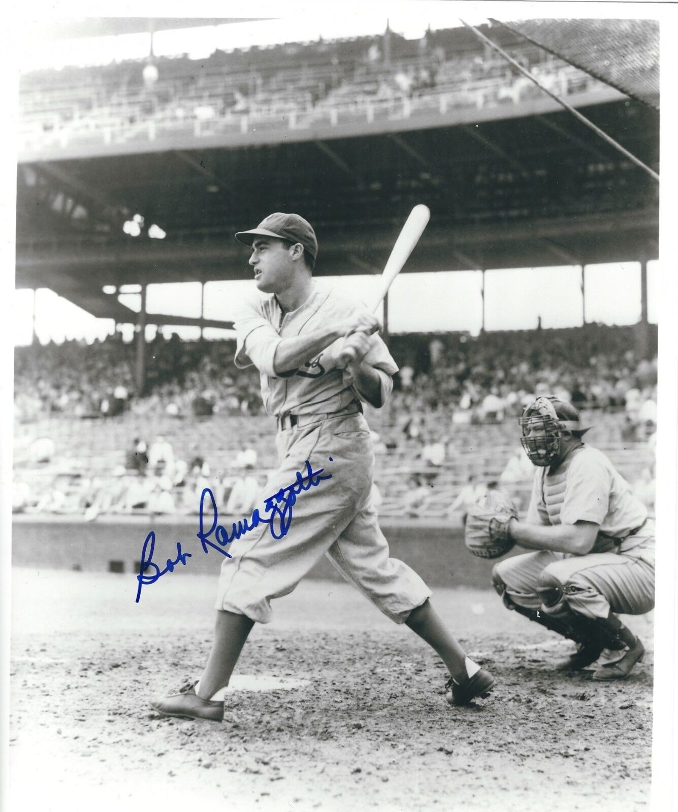 Autographed 8x10 BOB RAMAZZOTTI Brooklyn Dodgers Photo Poster painting - COA