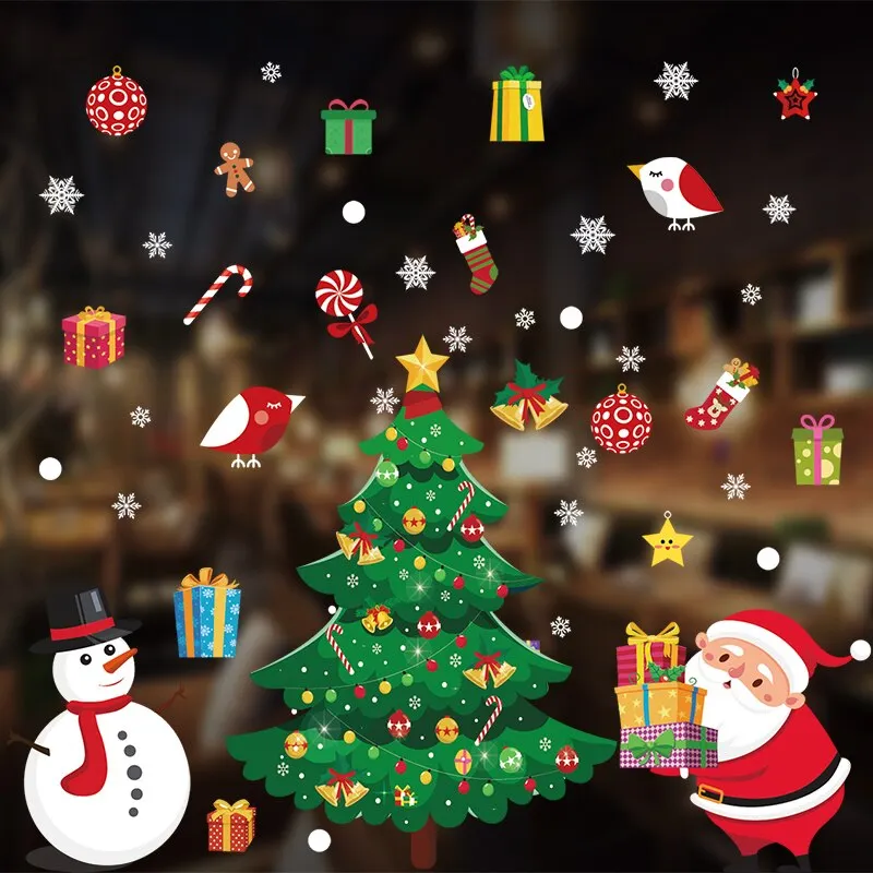DIY Merry Christmas Wall Stickers Window Glass Stickers Christmas Decorations For Home Christmas Ornaments Xmas New Year 2021