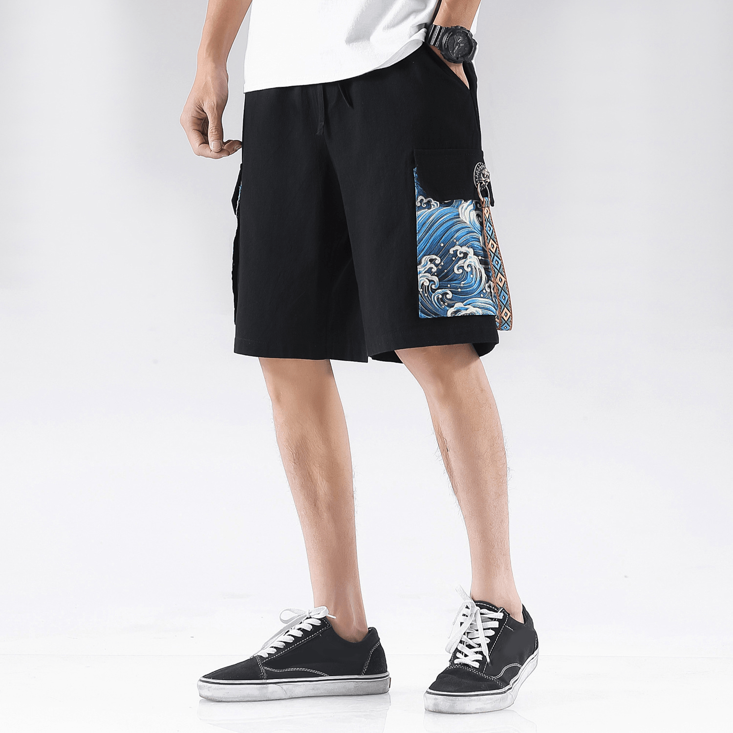 Mens Chinese Style Drawstring Shorts