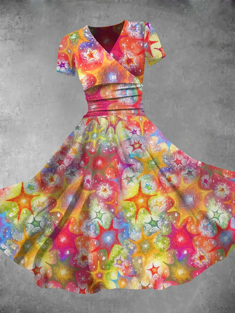 Women's Pride Day Colorful Lights Print Maxi Dress