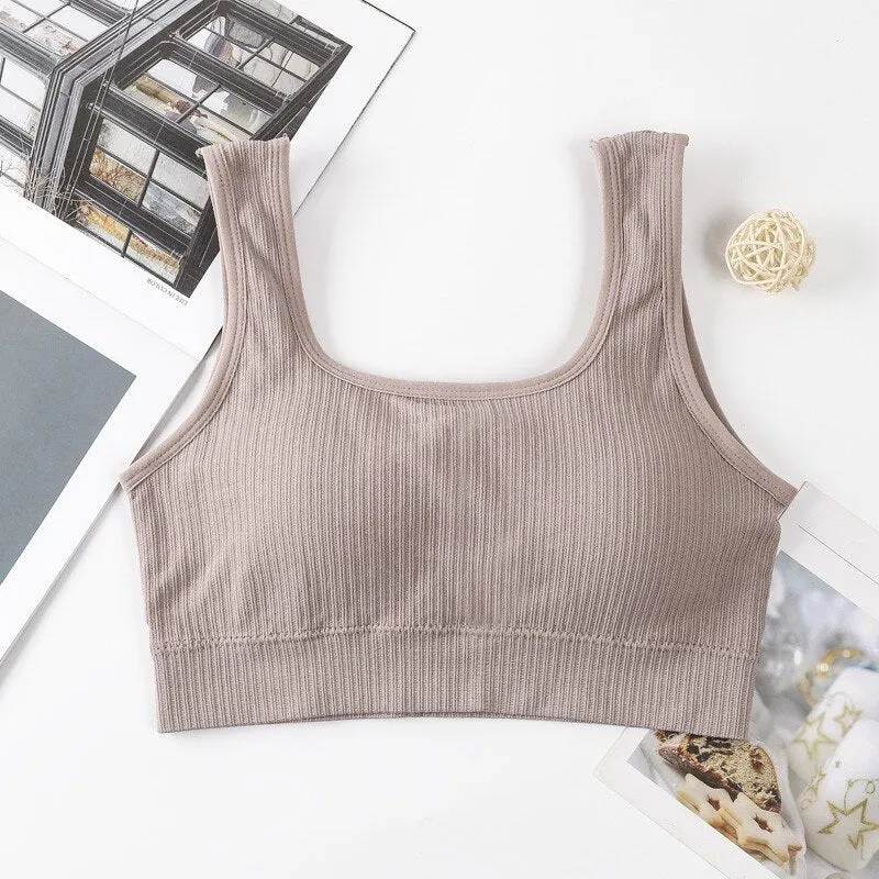 Women Tank Tops Streetwear Push Up Cropped Top for Female Lounge Solid Color Casual Sexy Lingerie Fashion Wirefree Camisole