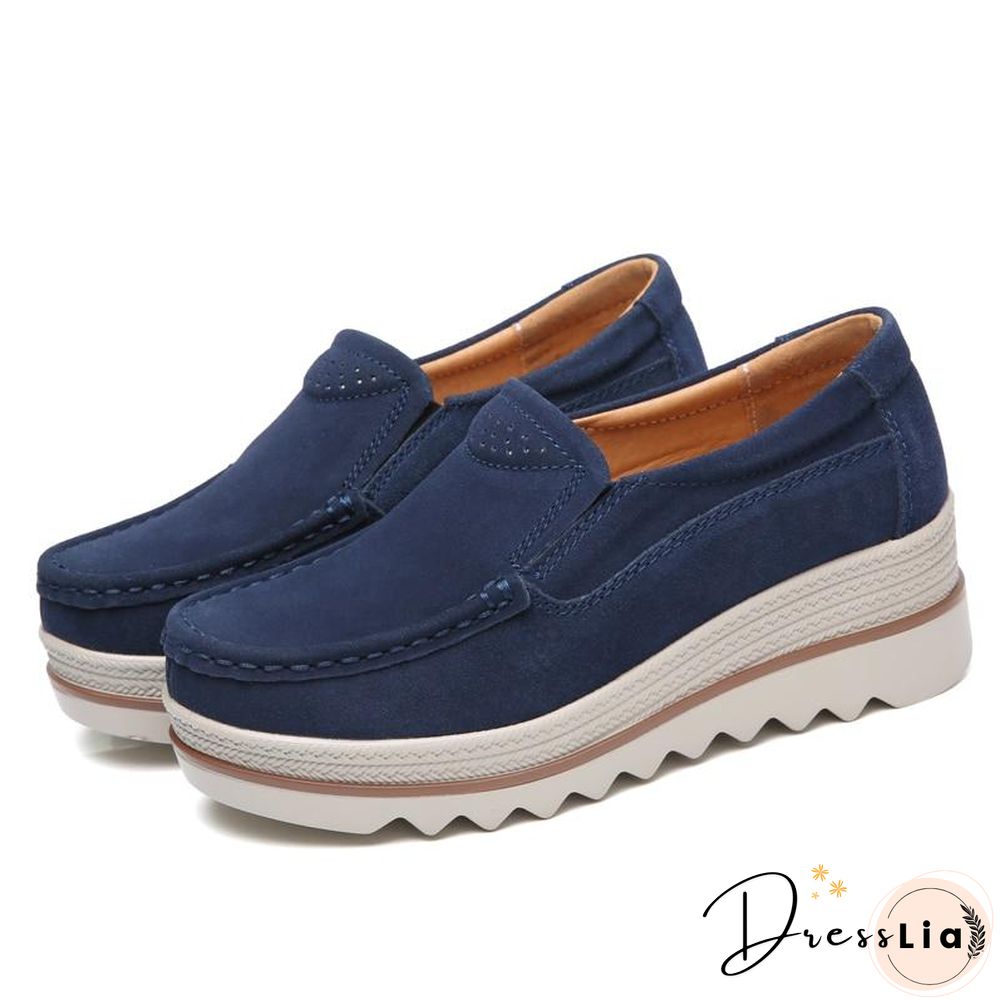 Women Shoes Platform Slip on Flats Loafers Moccasins Hollow Out Casual Shoes
