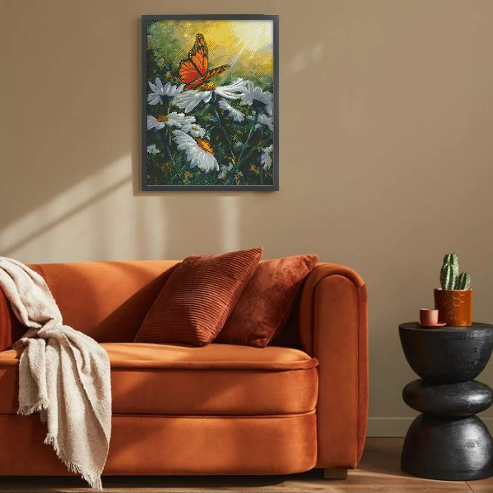 9CT Full Stamped Cross Stitch Bead Embroidery- Butterfly(Canvas|45*58CM)