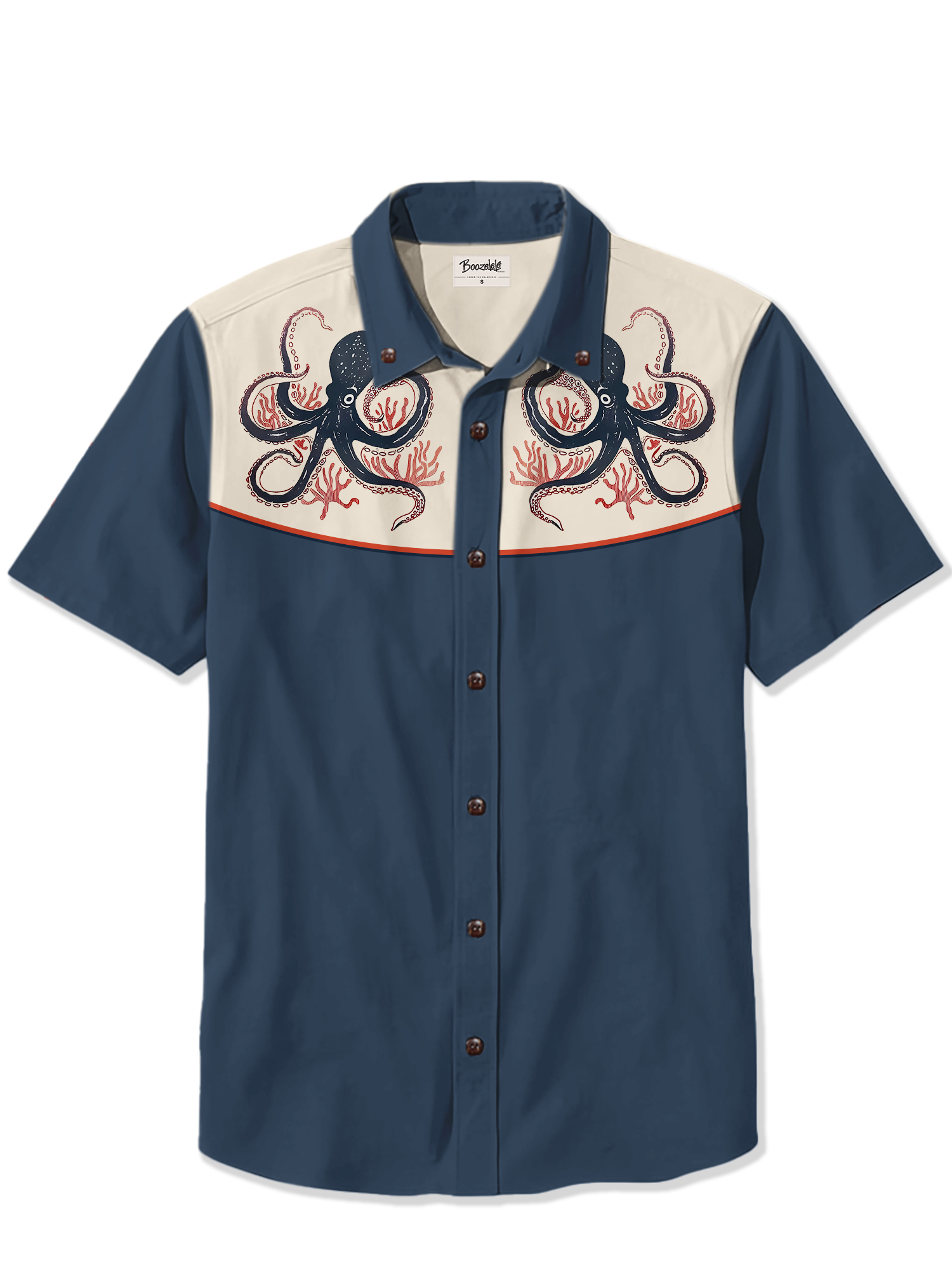 Retro Coral Octopus- 100% Cotton Shirt