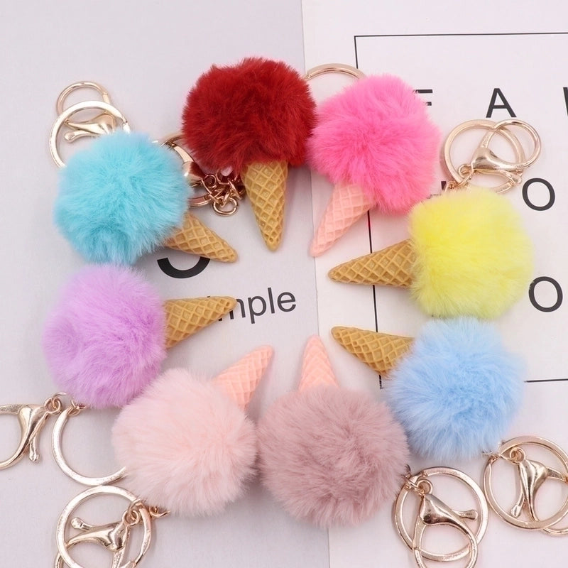 Cute Ice Cream Plush Women’s Bag Pendant Keychain