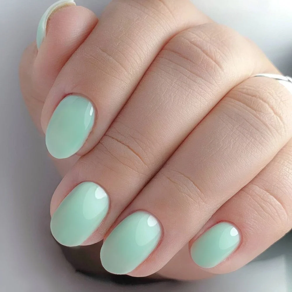 24Pcs Shiny Nude Oval Fake Nails For Children Natural Artificial Press On False Nails DIY Finger Tip Manicure Tools-Nail Inspo