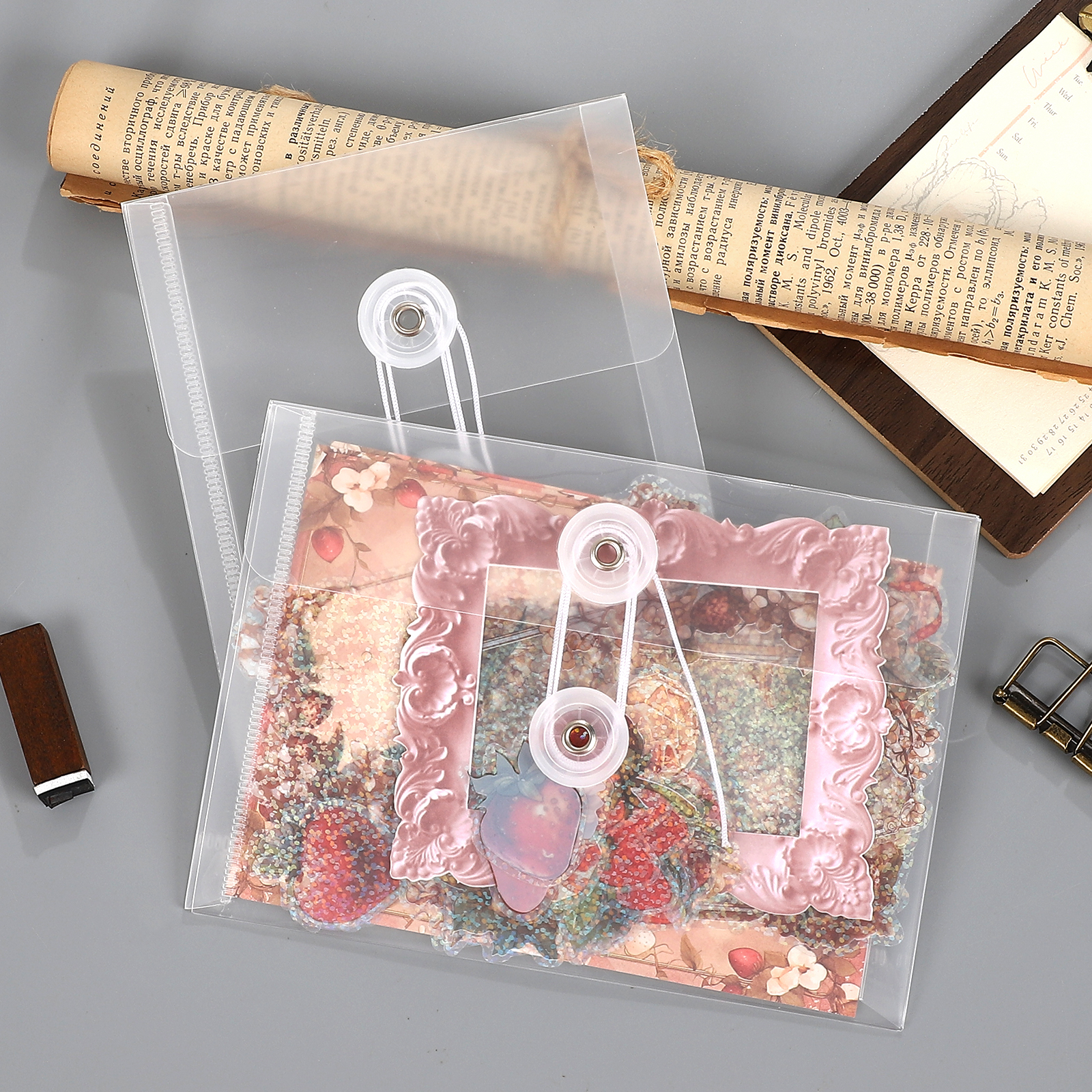 보관 가방 - 5개/세트 투명 와인딩 로프 두꺼운 방수 파일