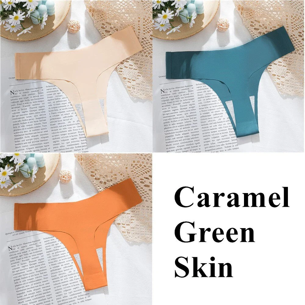 3Pcs New Ice Silk Thong Sexy Panties Seamless G String Underwear Women Low-Rise Thongs Women Lingerie Bikini T Back Underpants