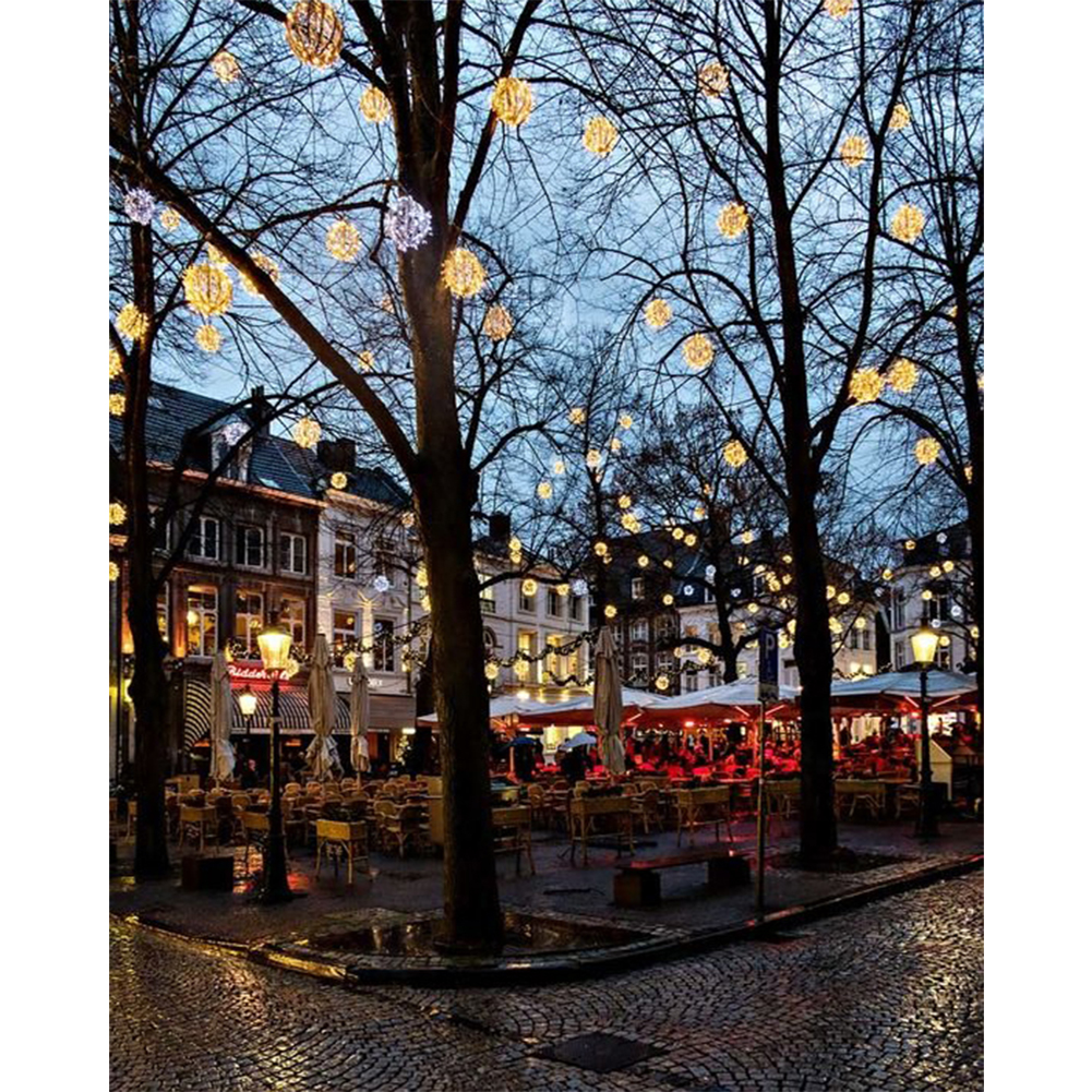 

40*50CM - Paint By Numbers - Plaza At Night, 501 Original