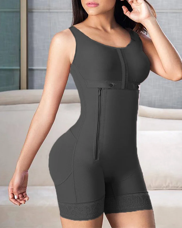 Bodysuit Bodyshaper For Women Side Zipper Adjustable Breast Support Tummy Control Shaperwear